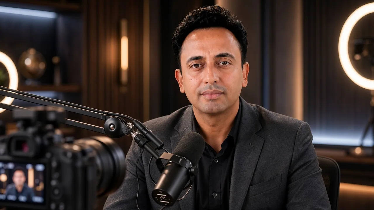 Jitendra Wadhwani, YouTuber and influencer, recording in a professional studio