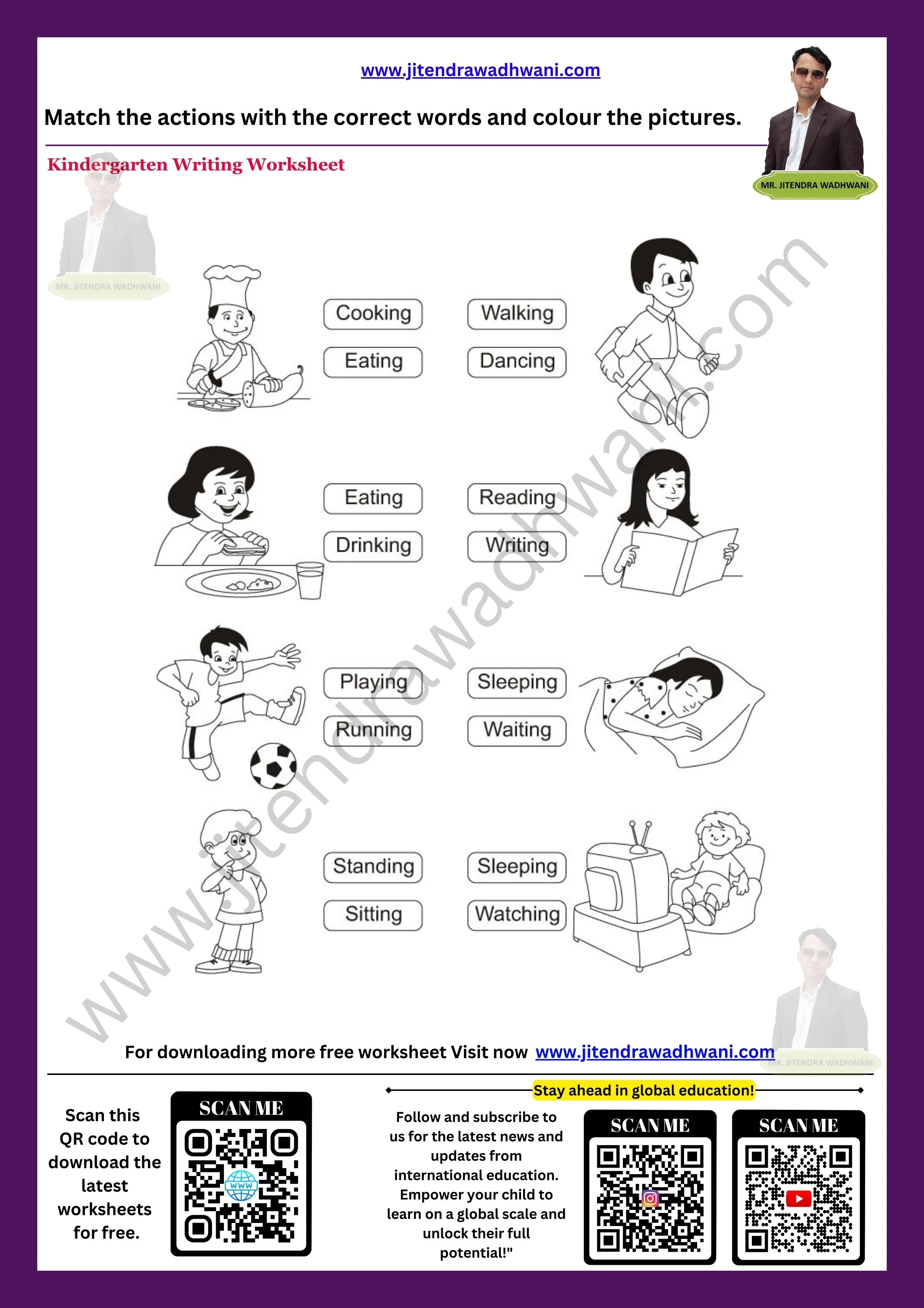 English Action Words Worksheet  2