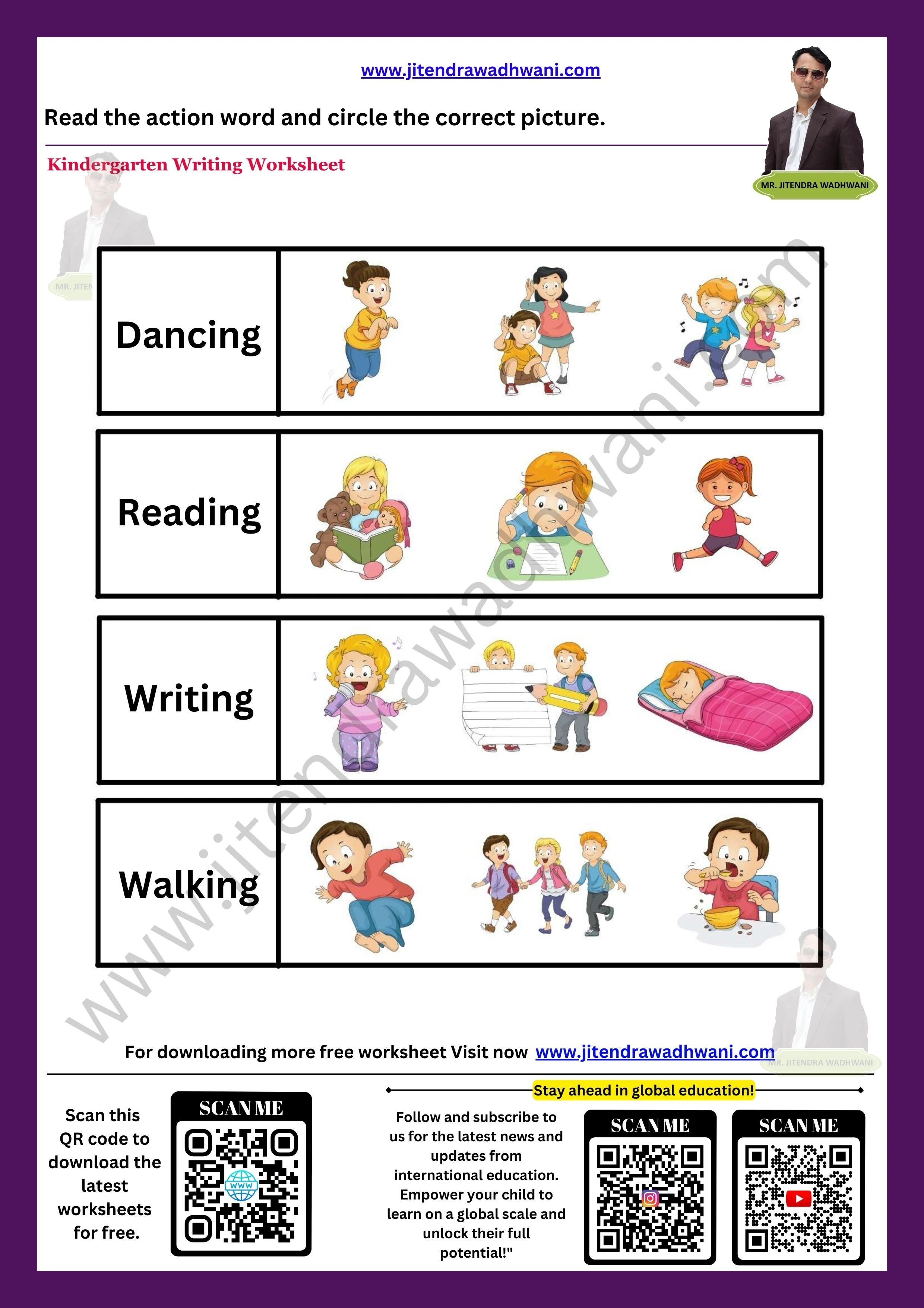 English Action Words Worksheet  3