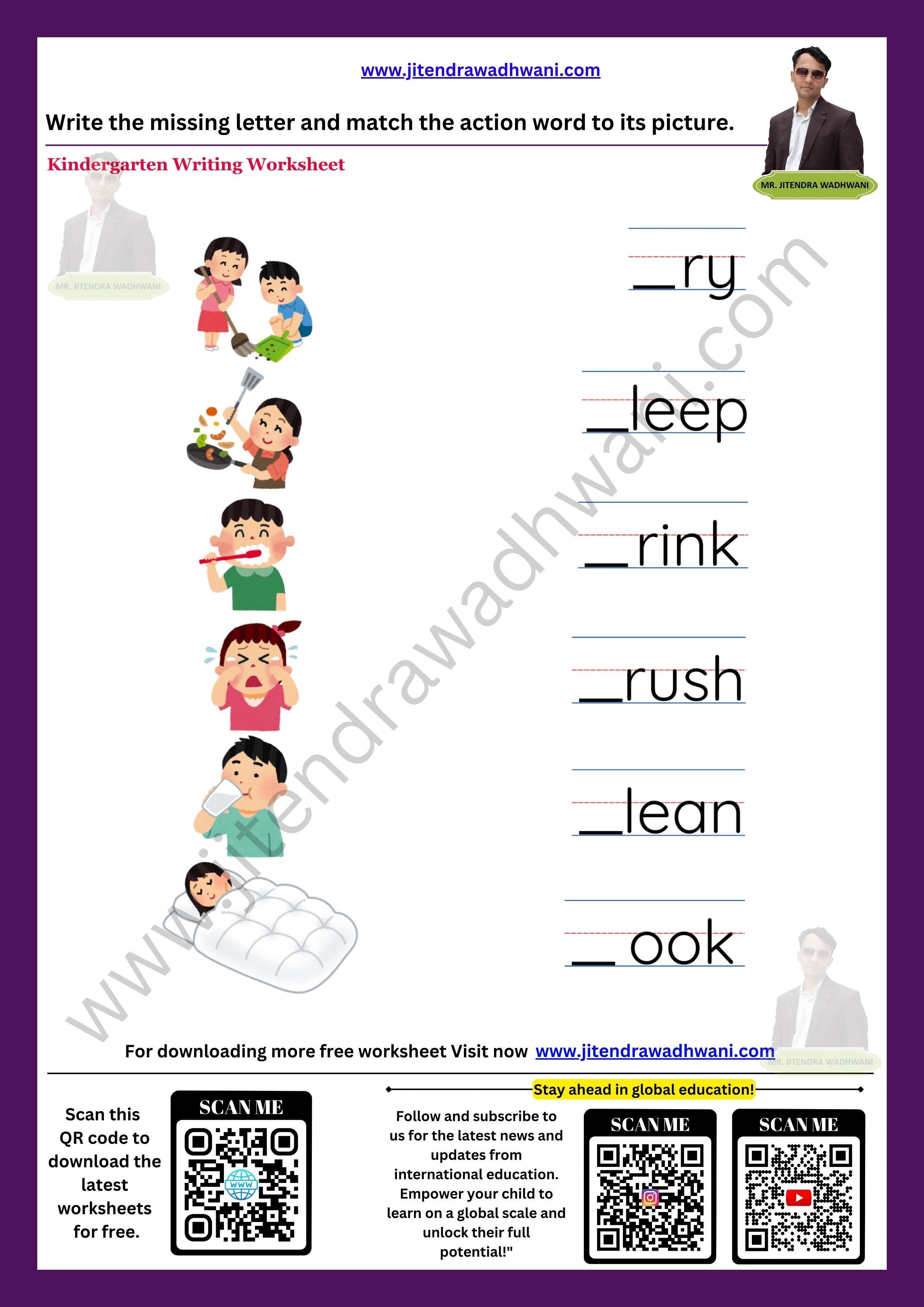 English Action Words Worksheet  5