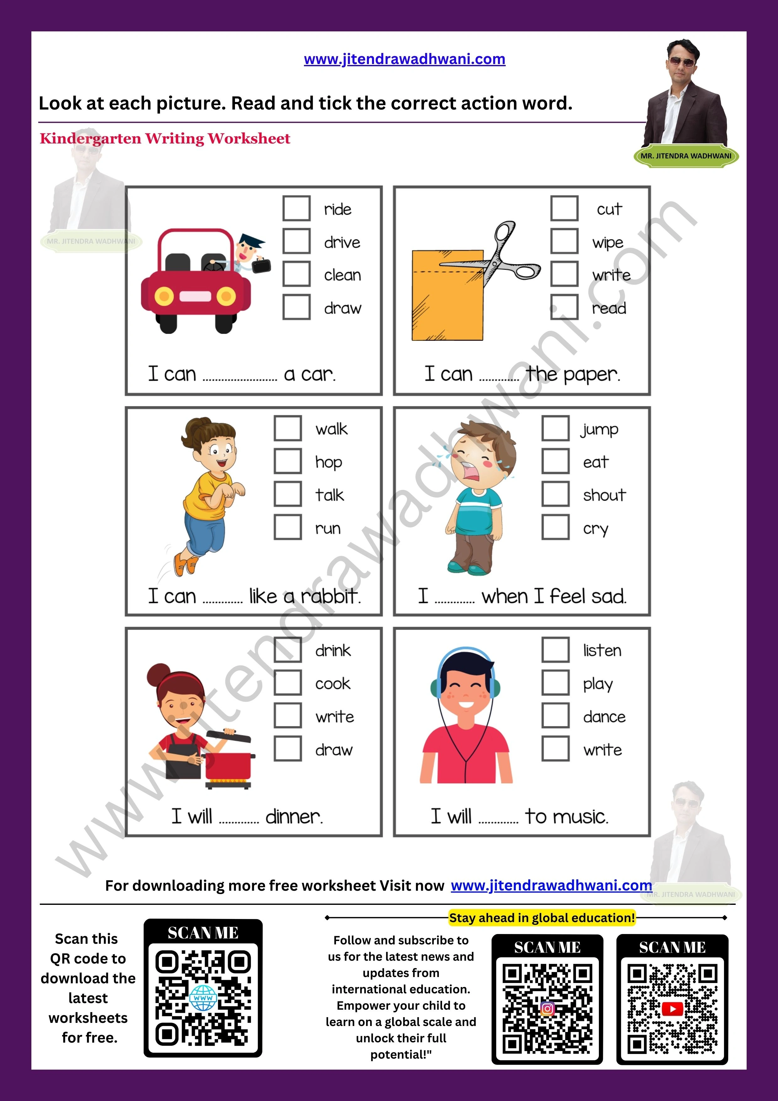 English Action Words Worksheet 6