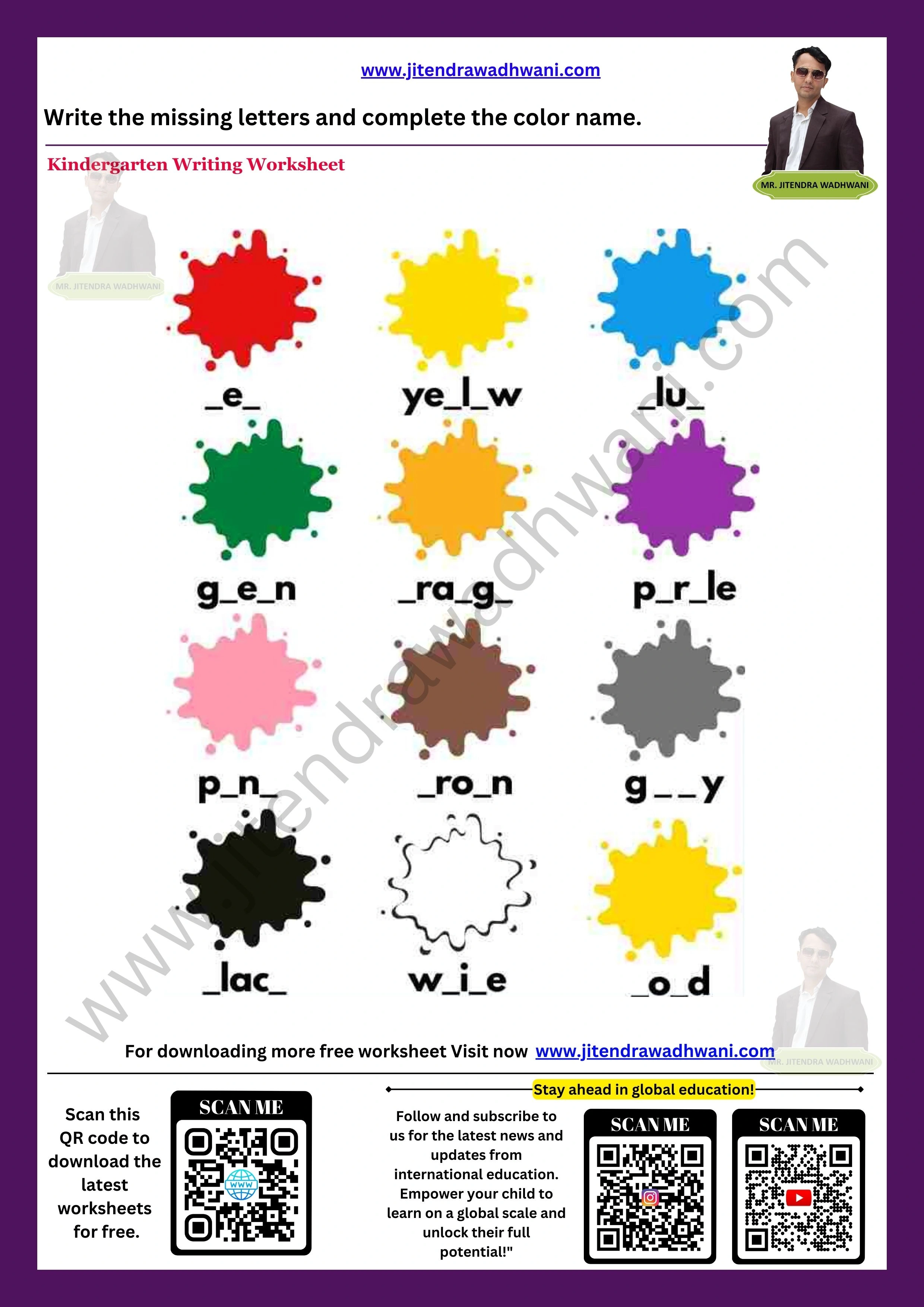 English color names worksheet 4