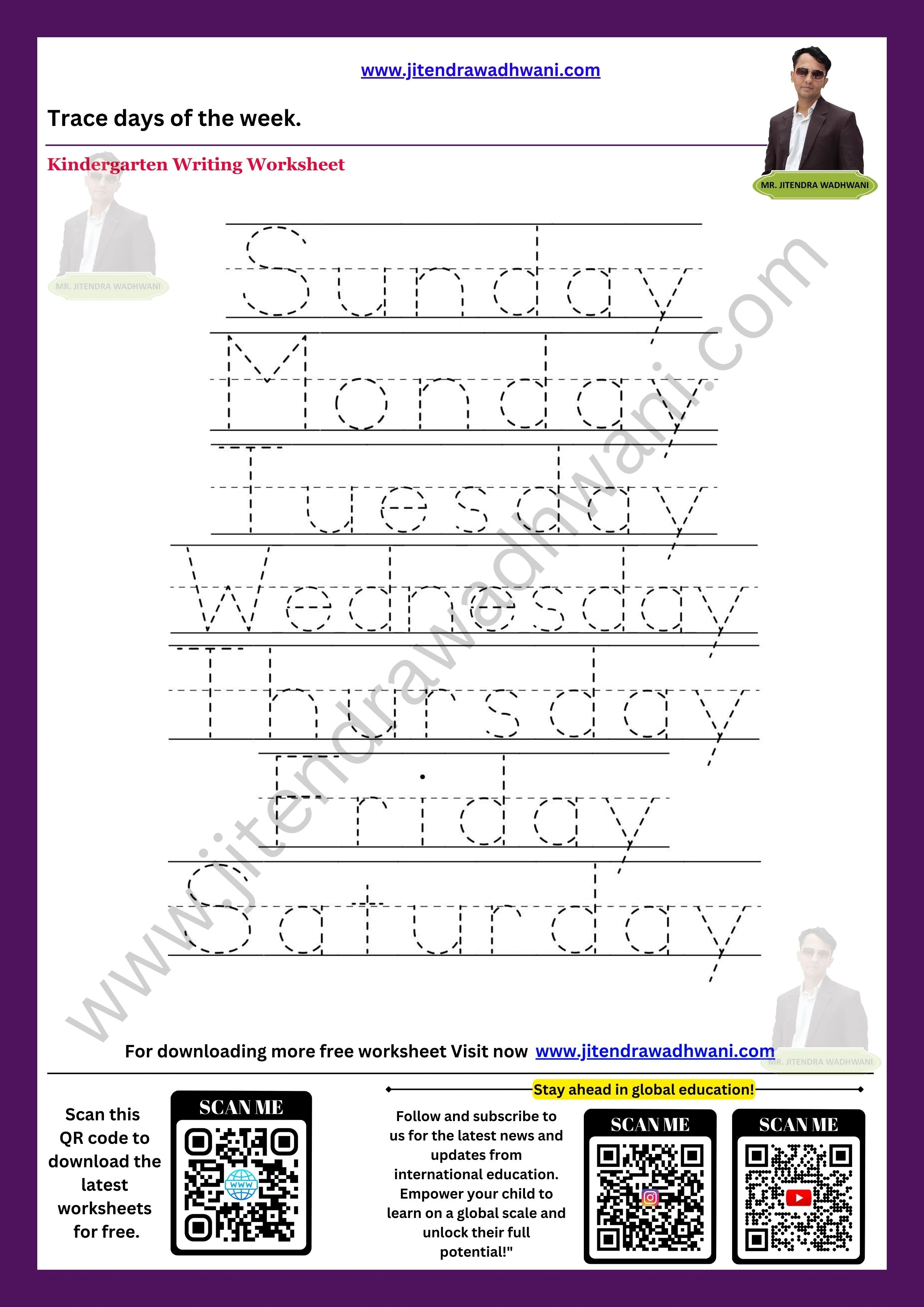 English Days Of the Week Worksheet 1