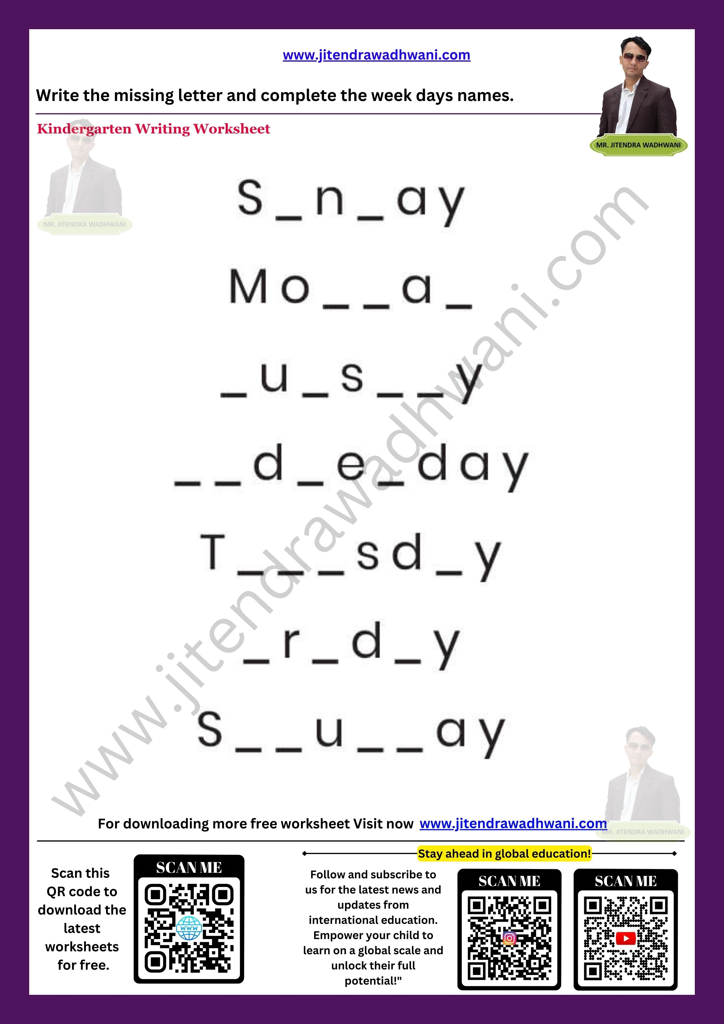 English Days Of the Week Worksheet 4