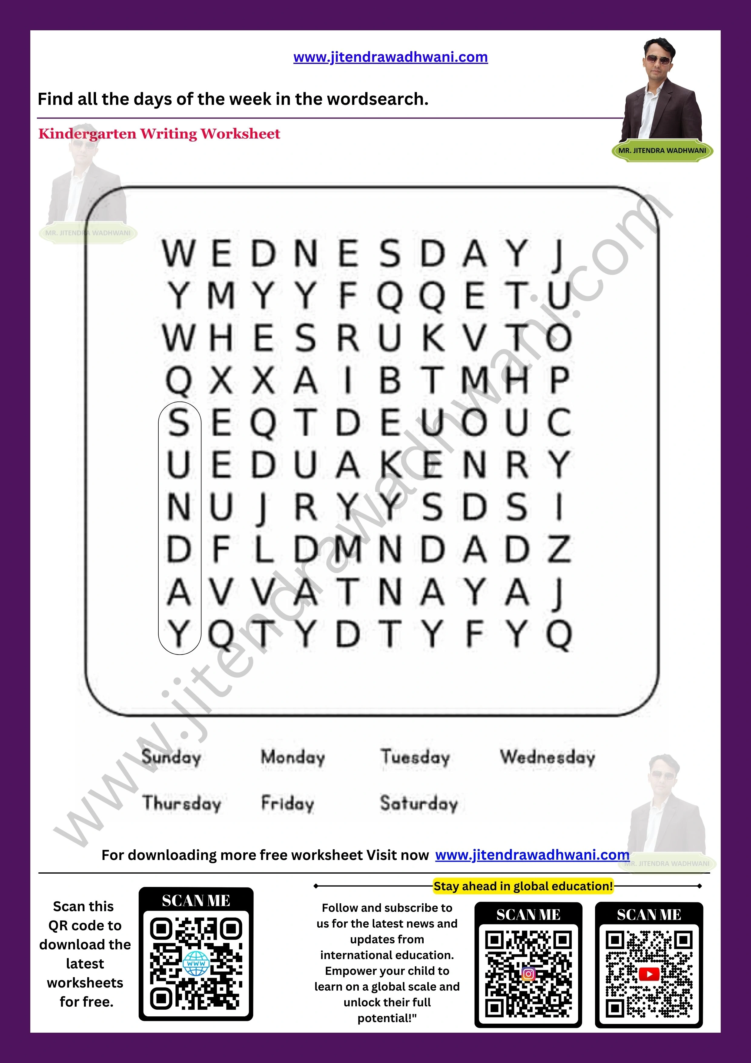 English Days Of the Week Worksheet 5