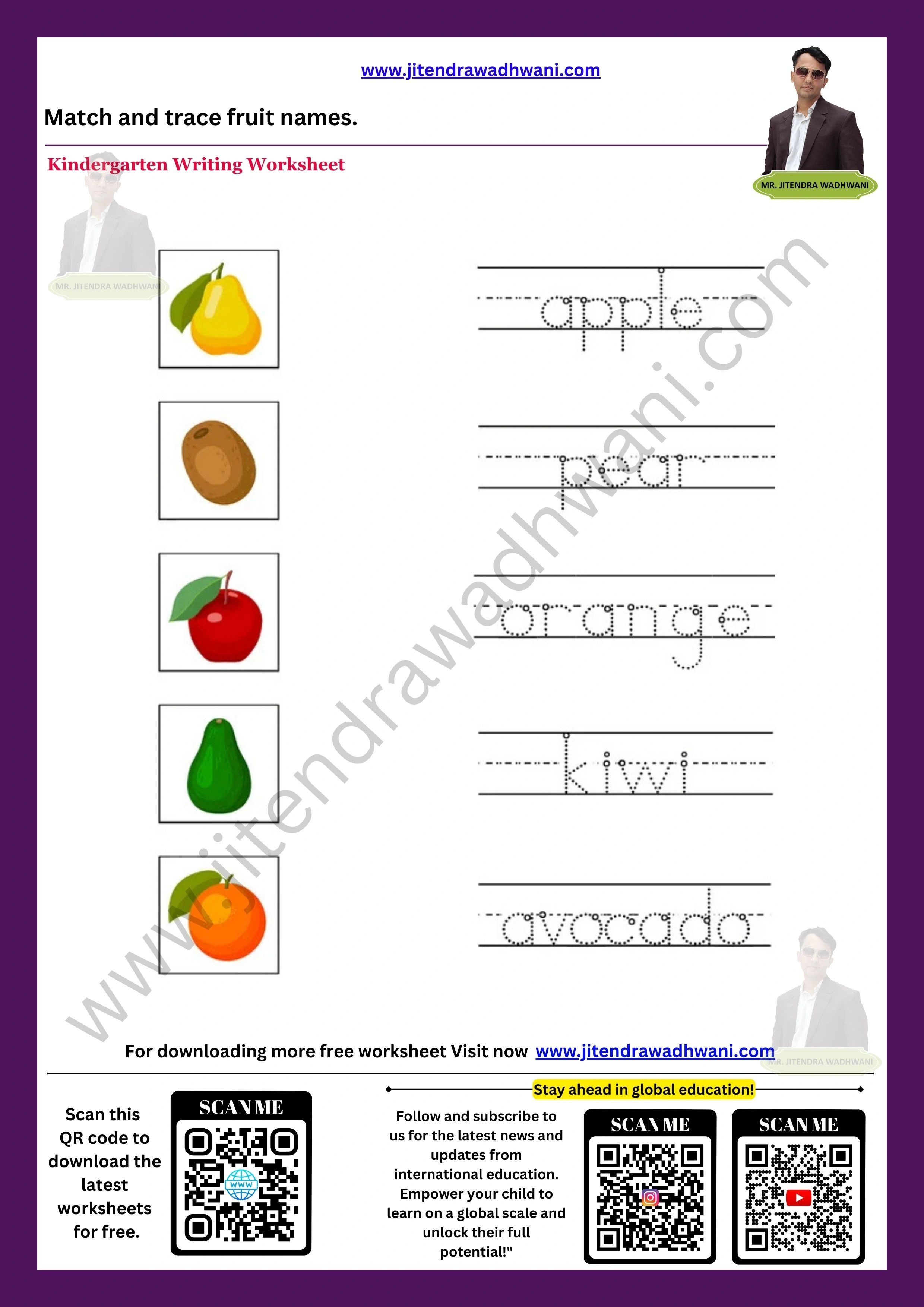 English Fruit Names Worksheet 1