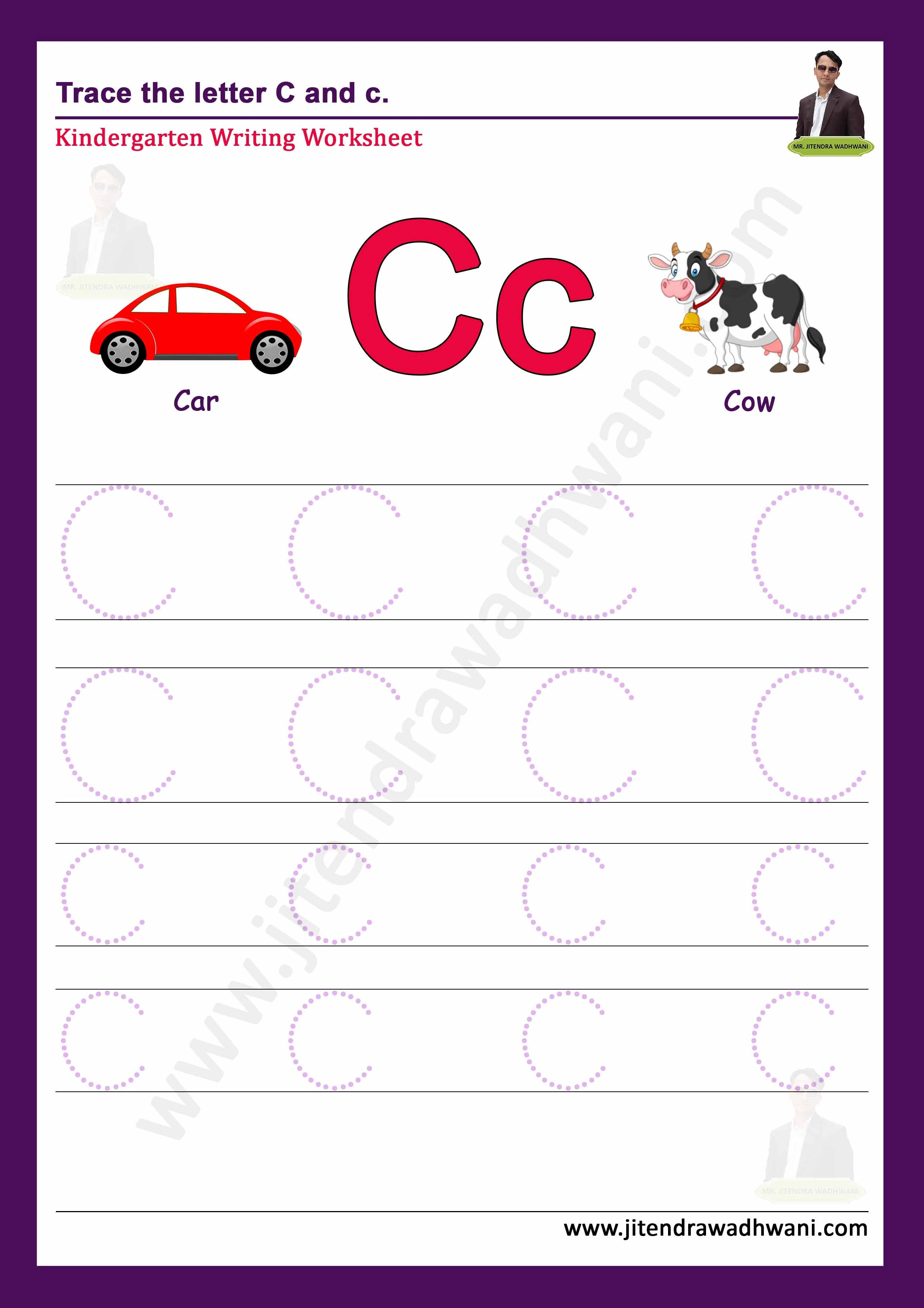 English letter C Tracing Worksheet