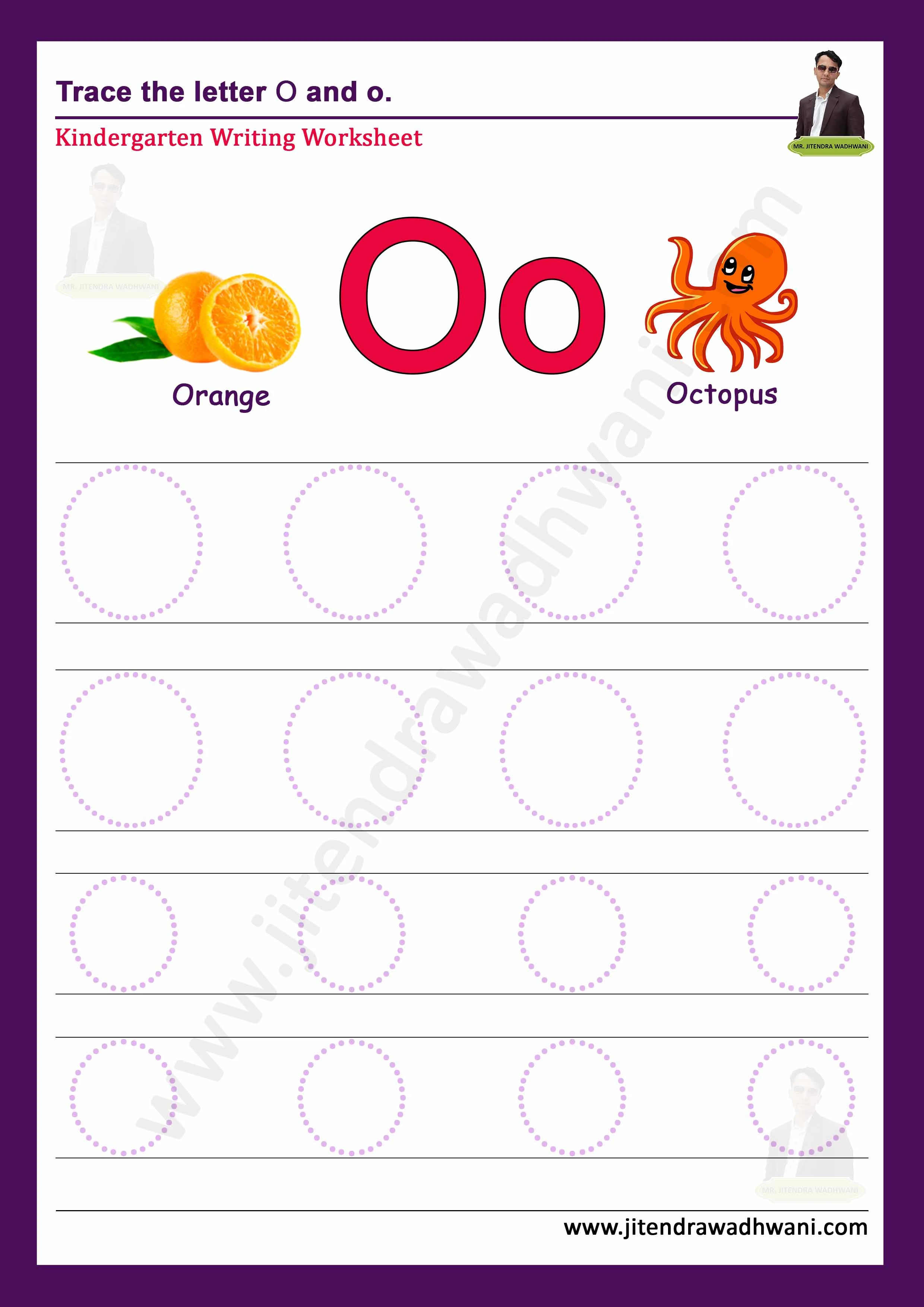 English letter O Tracing Worksheet