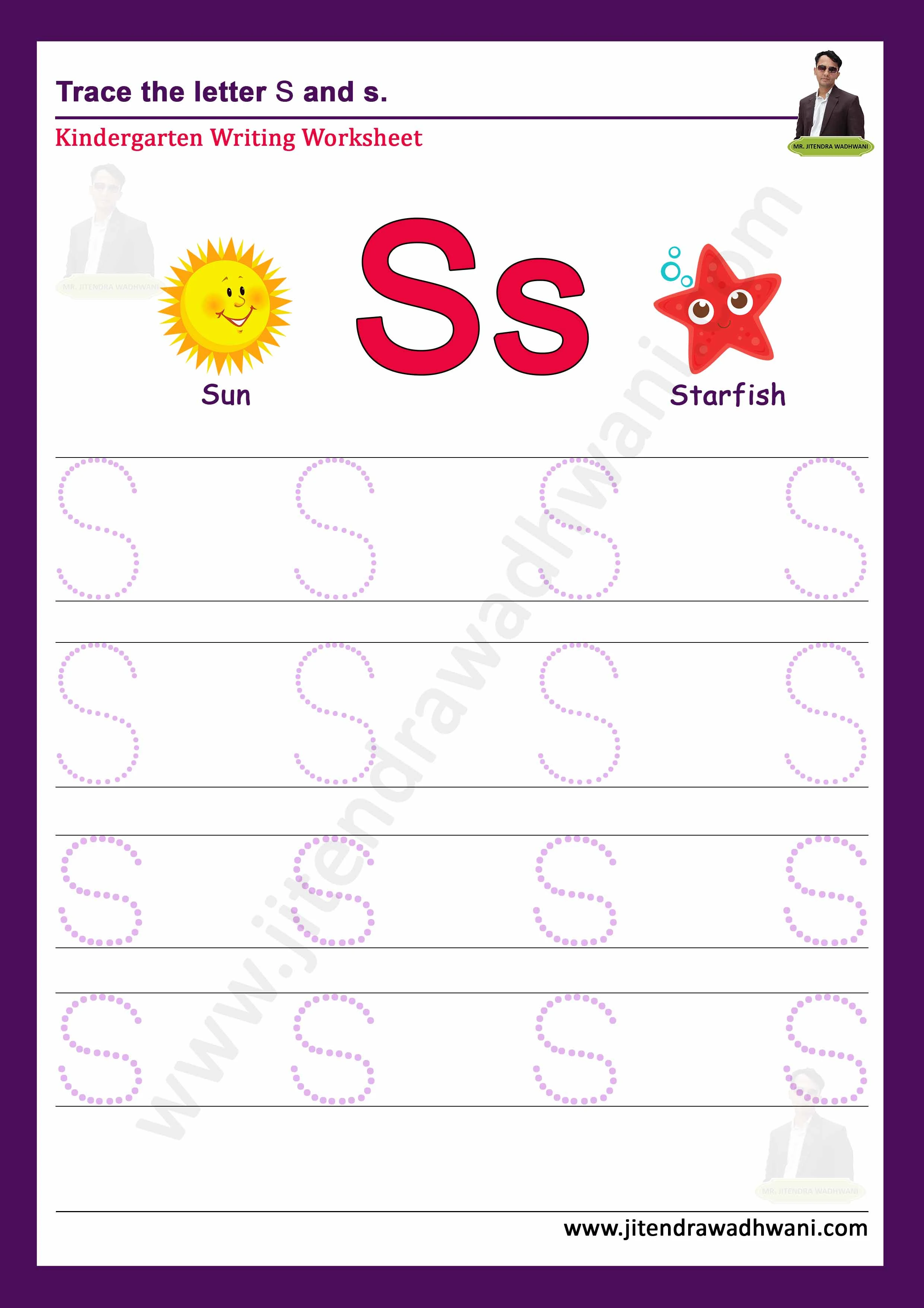 English letter S Tracing Worksheet