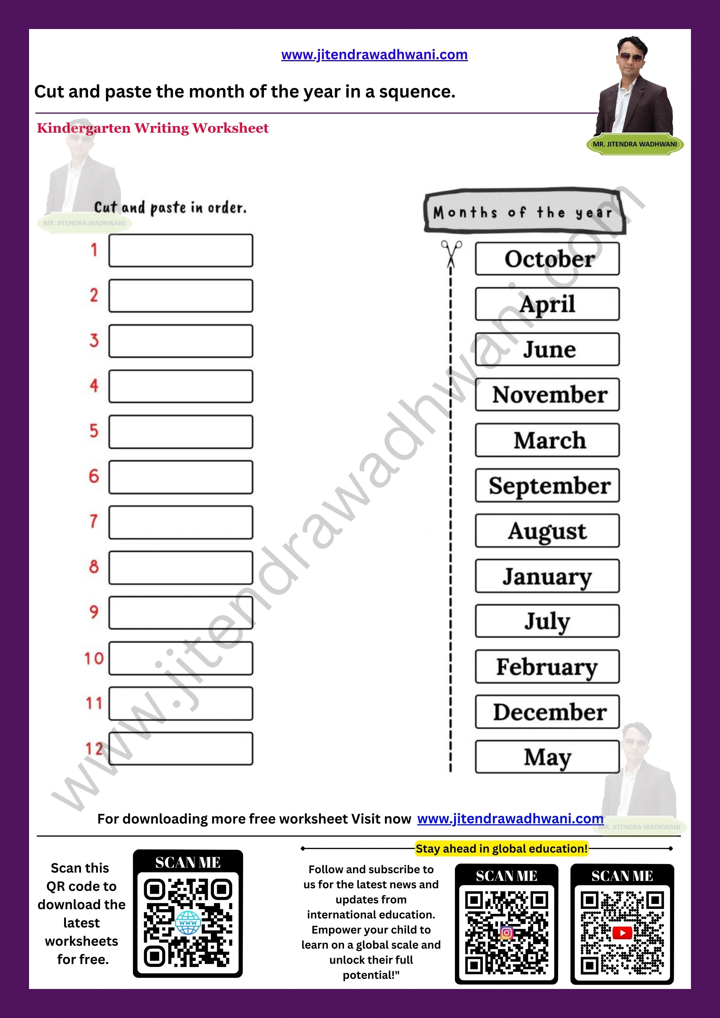 English Months of the Year Worksheet 3