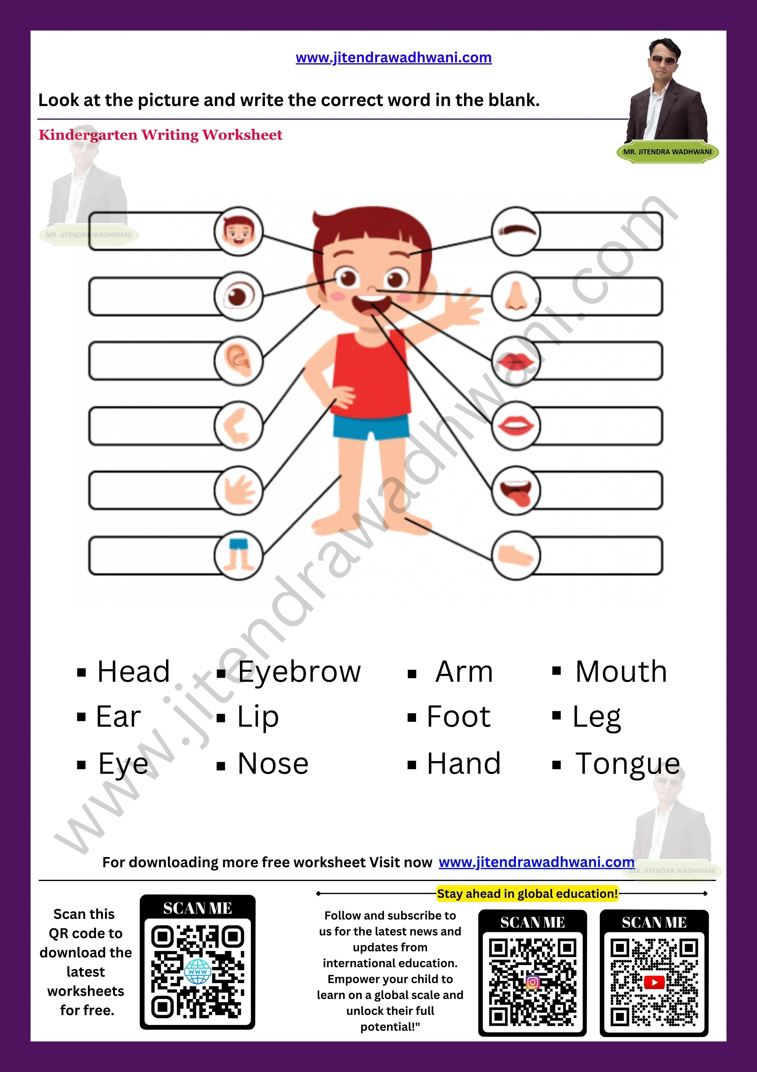 English Parts of the Body Worksheet 1