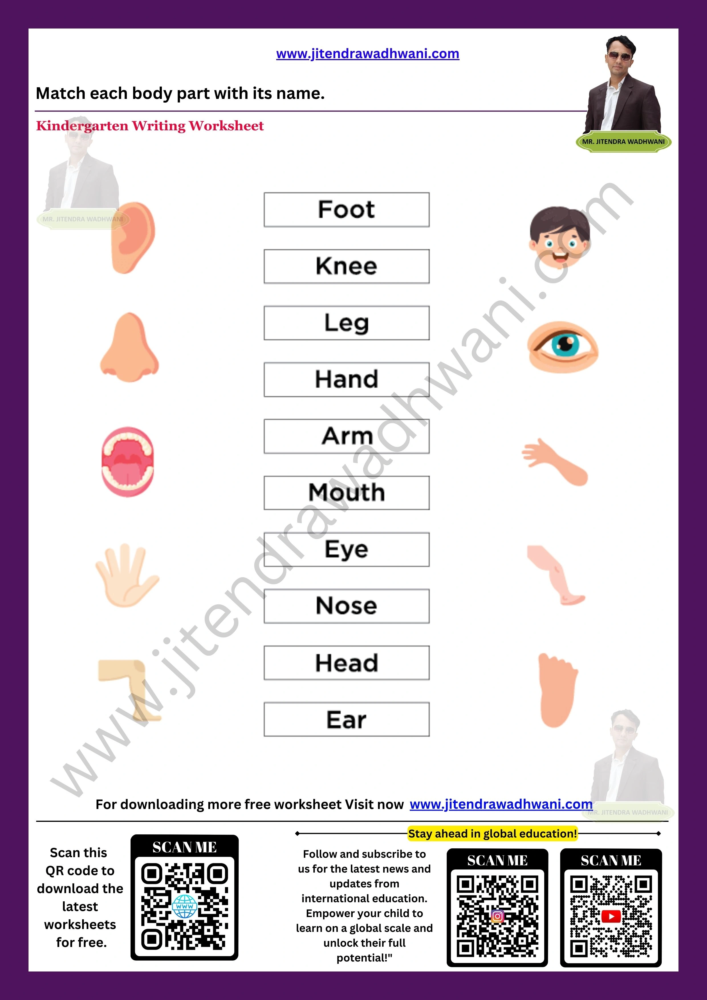 English Parts of the Body Worksheet 2