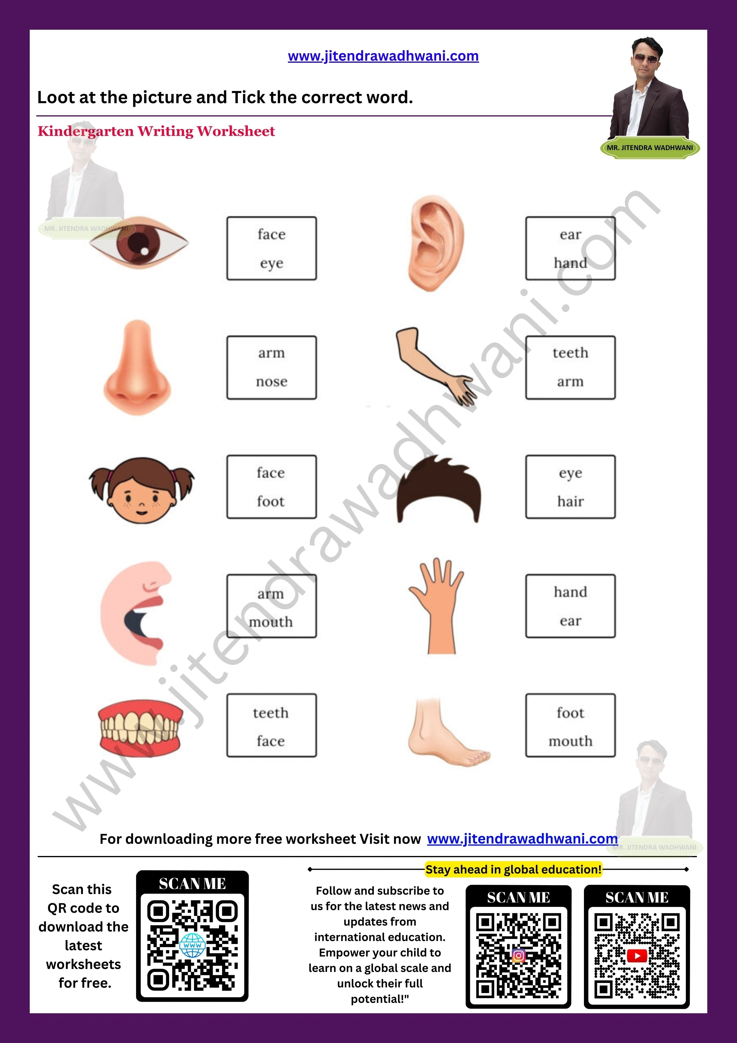 English Parts of the Body Worksheet 3