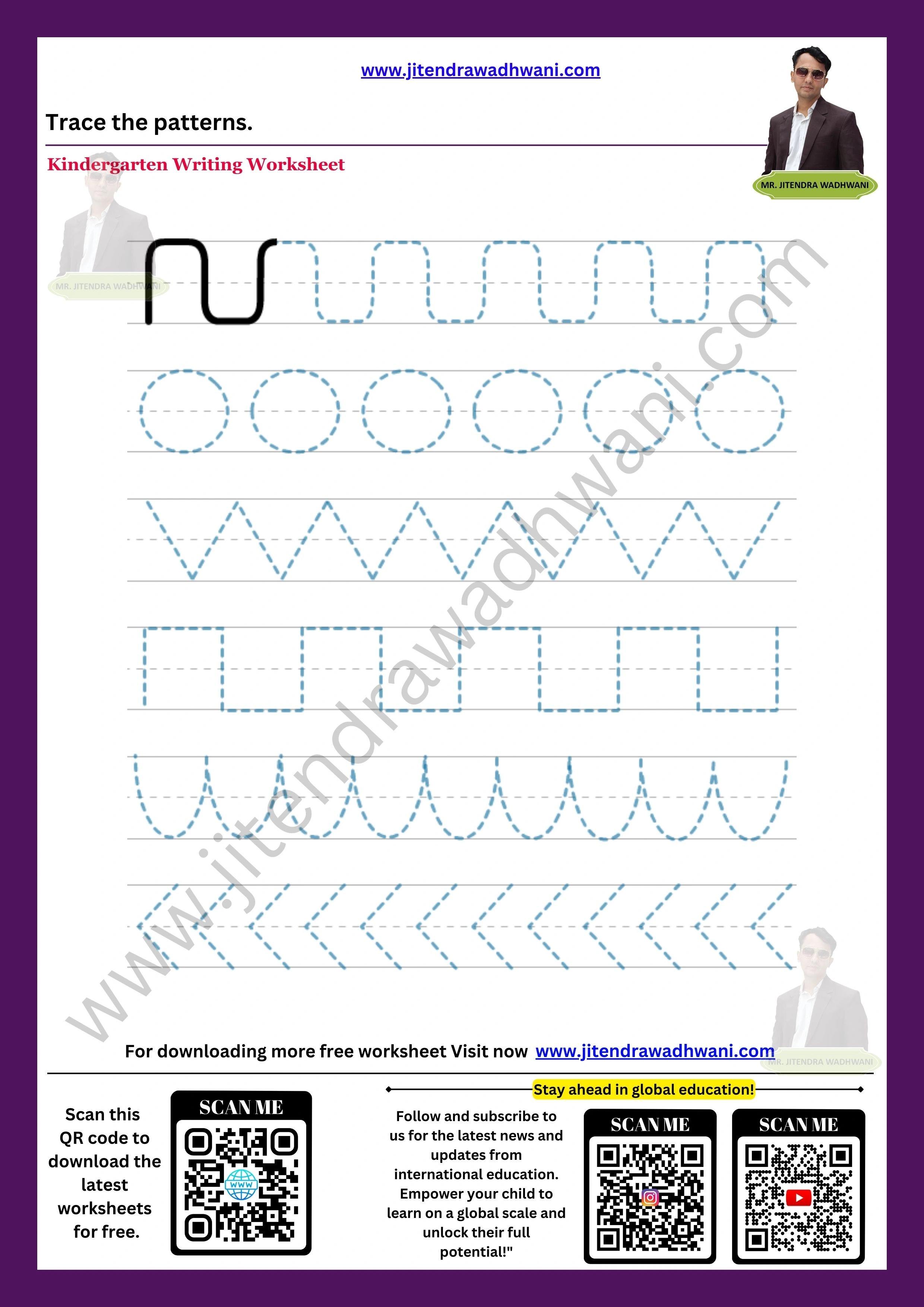 Pattern Tracing all lines Worksheet 