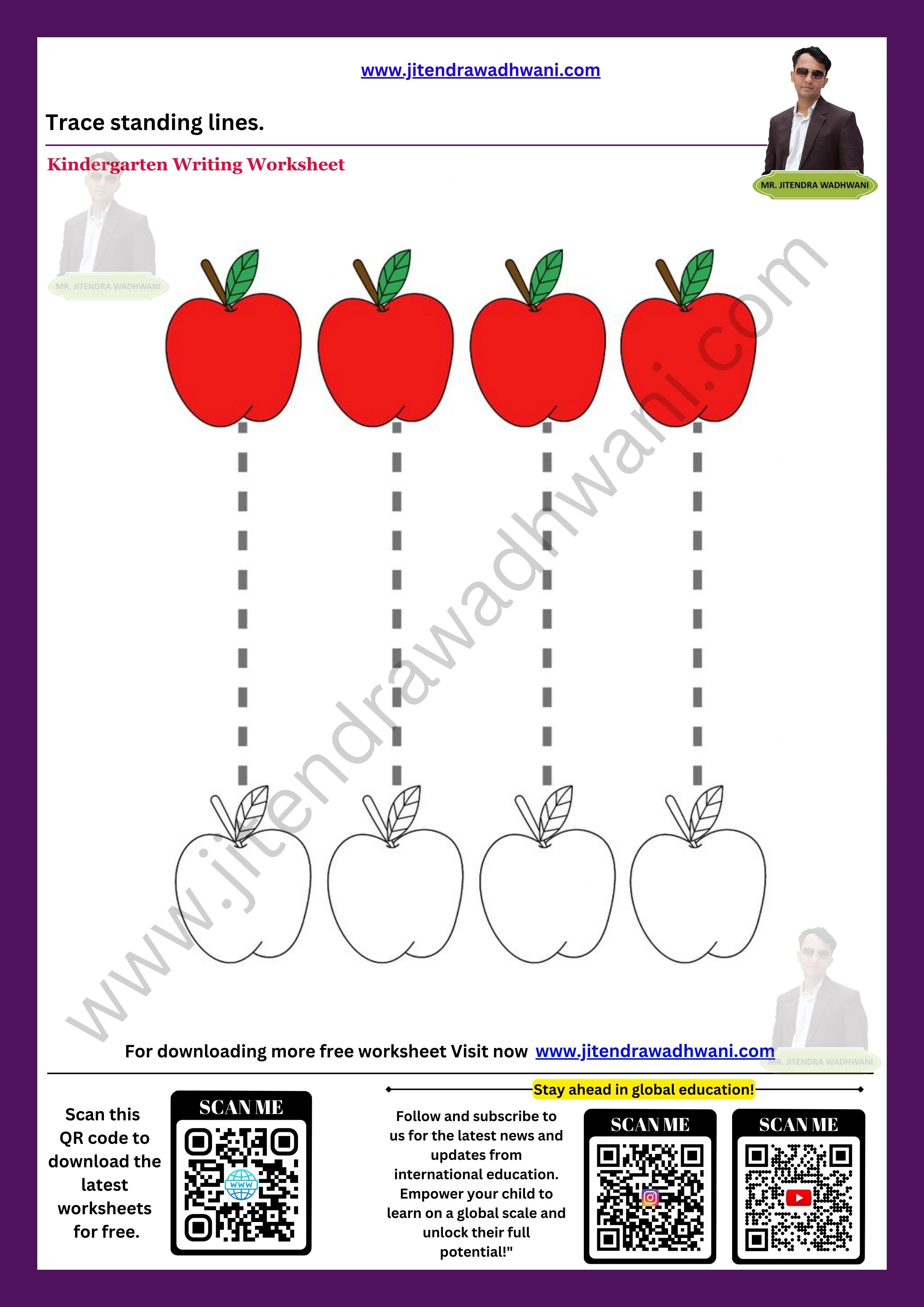 Pattern Tracing Standing  Lines Worksheet