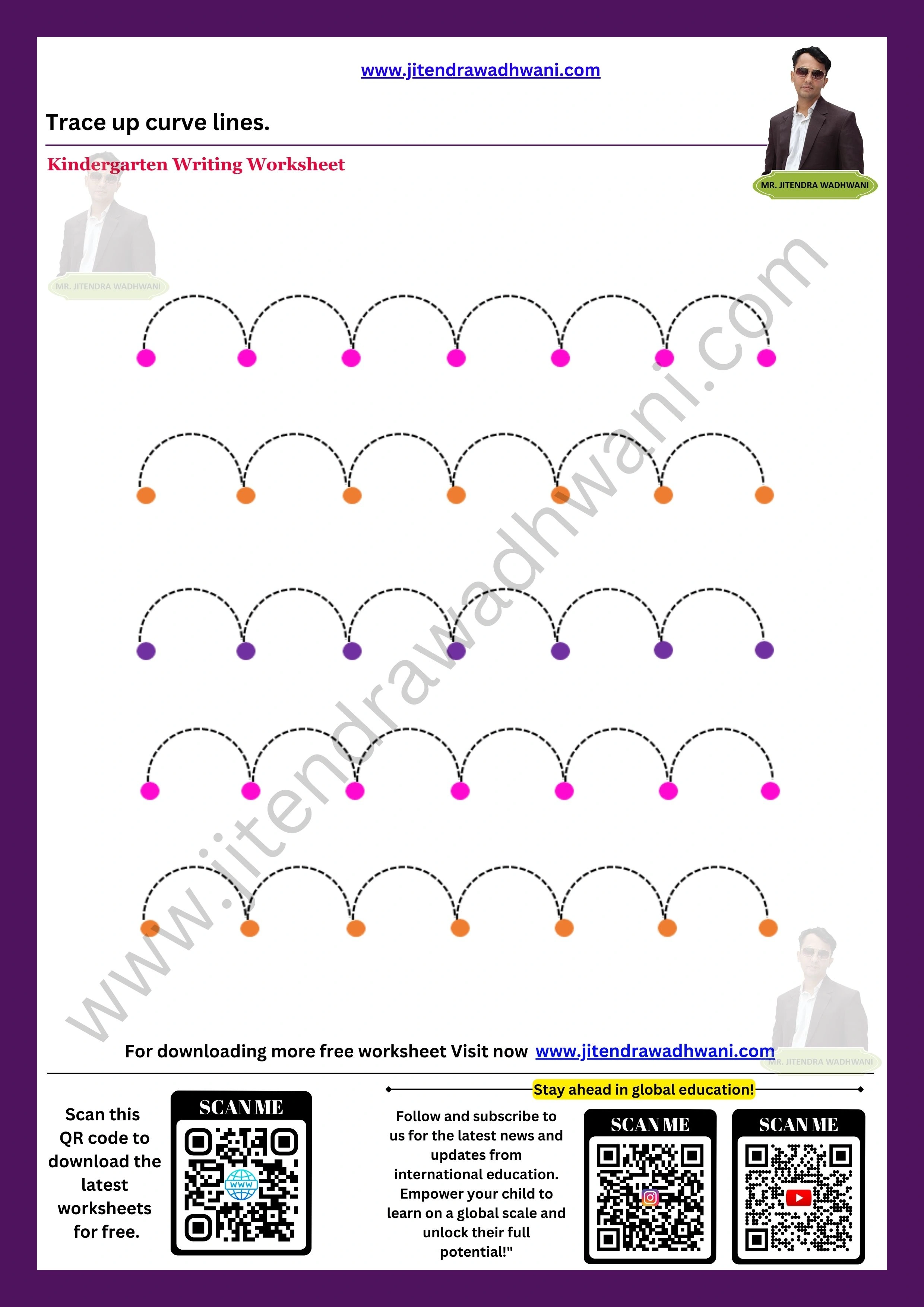 Pattern Tracing Up Curve Lines Worksheet 