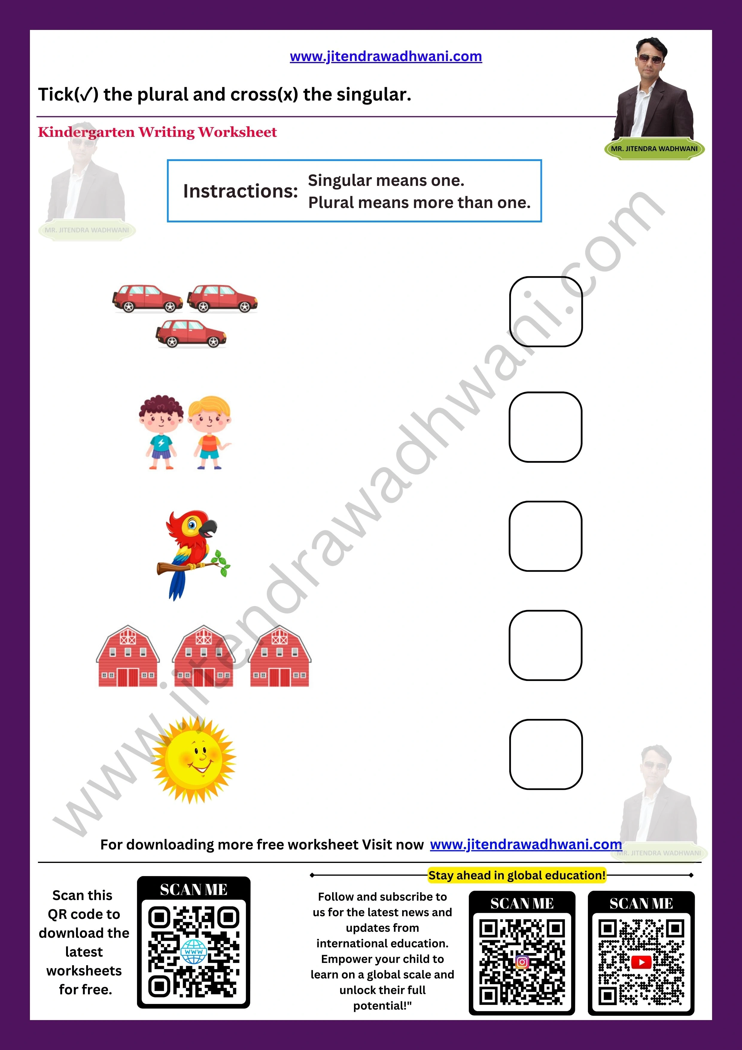 English Singular Plural Worksheet 1