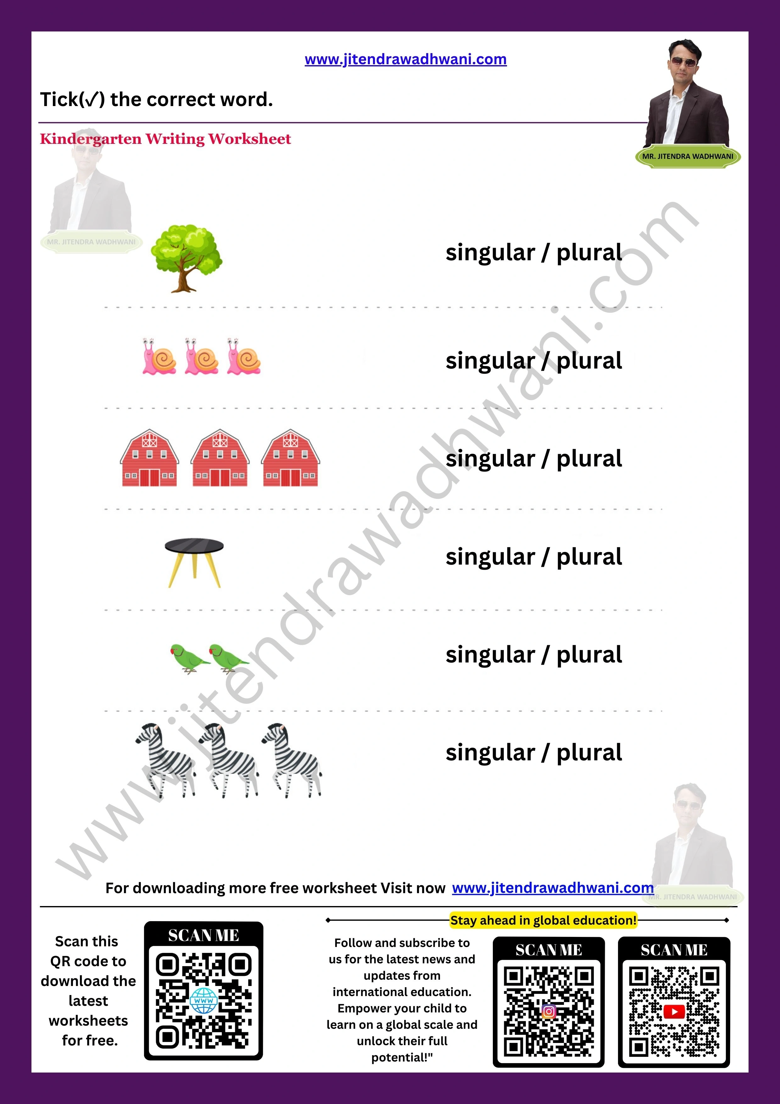 English Singular Plural Worksheet 2