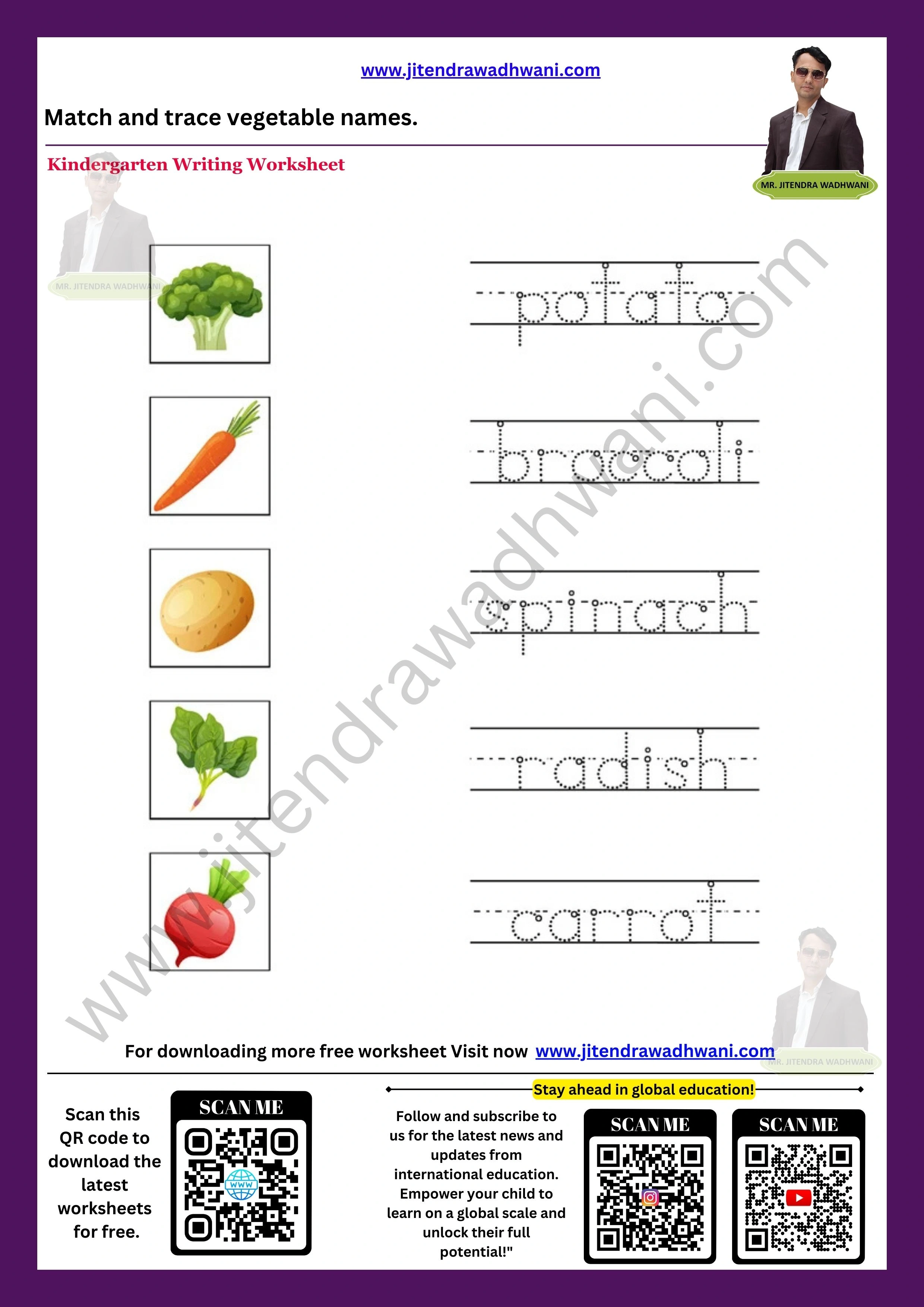 English Vegetable Names Worksheet 1