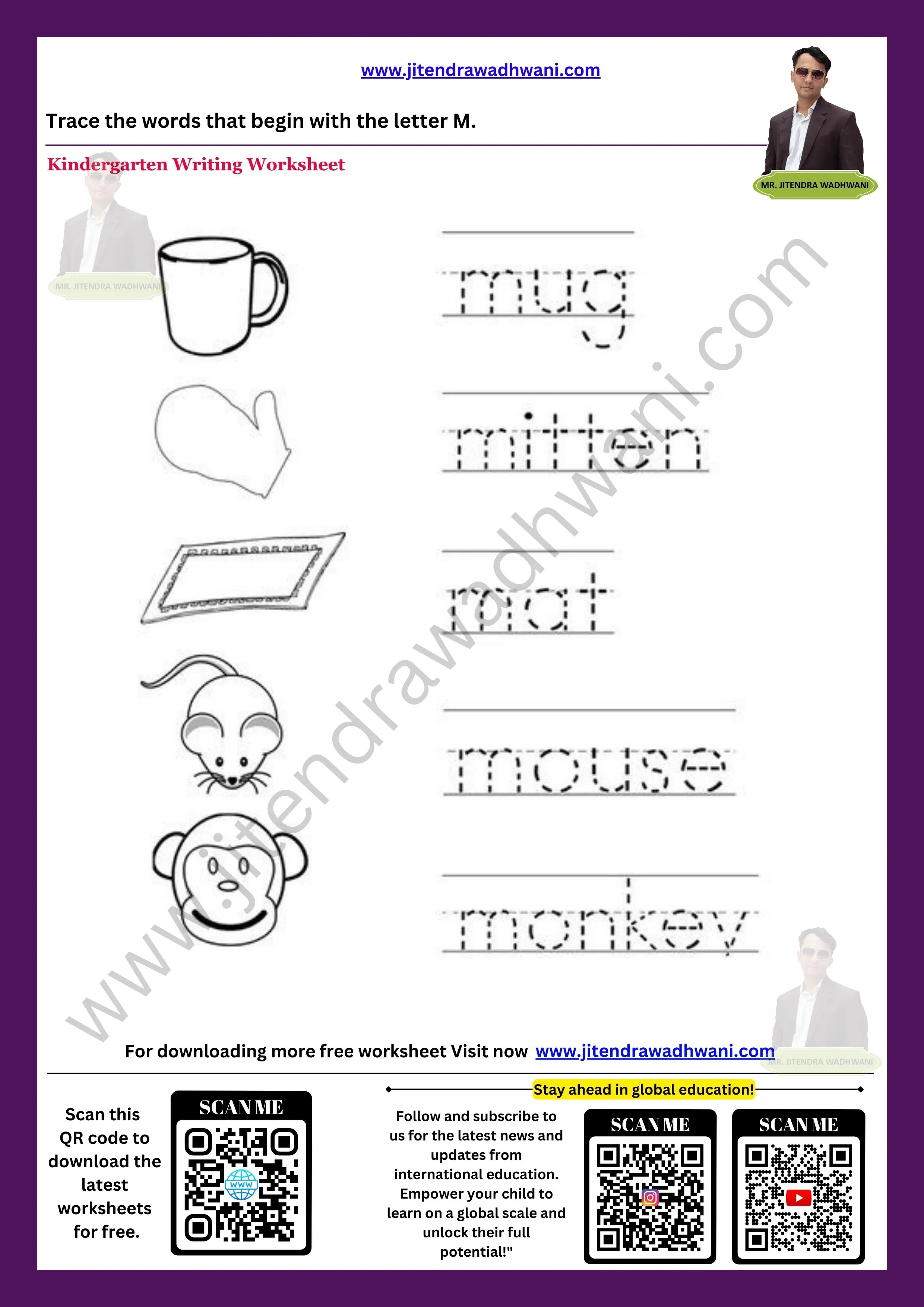 English Word Tracing Worksheet 2