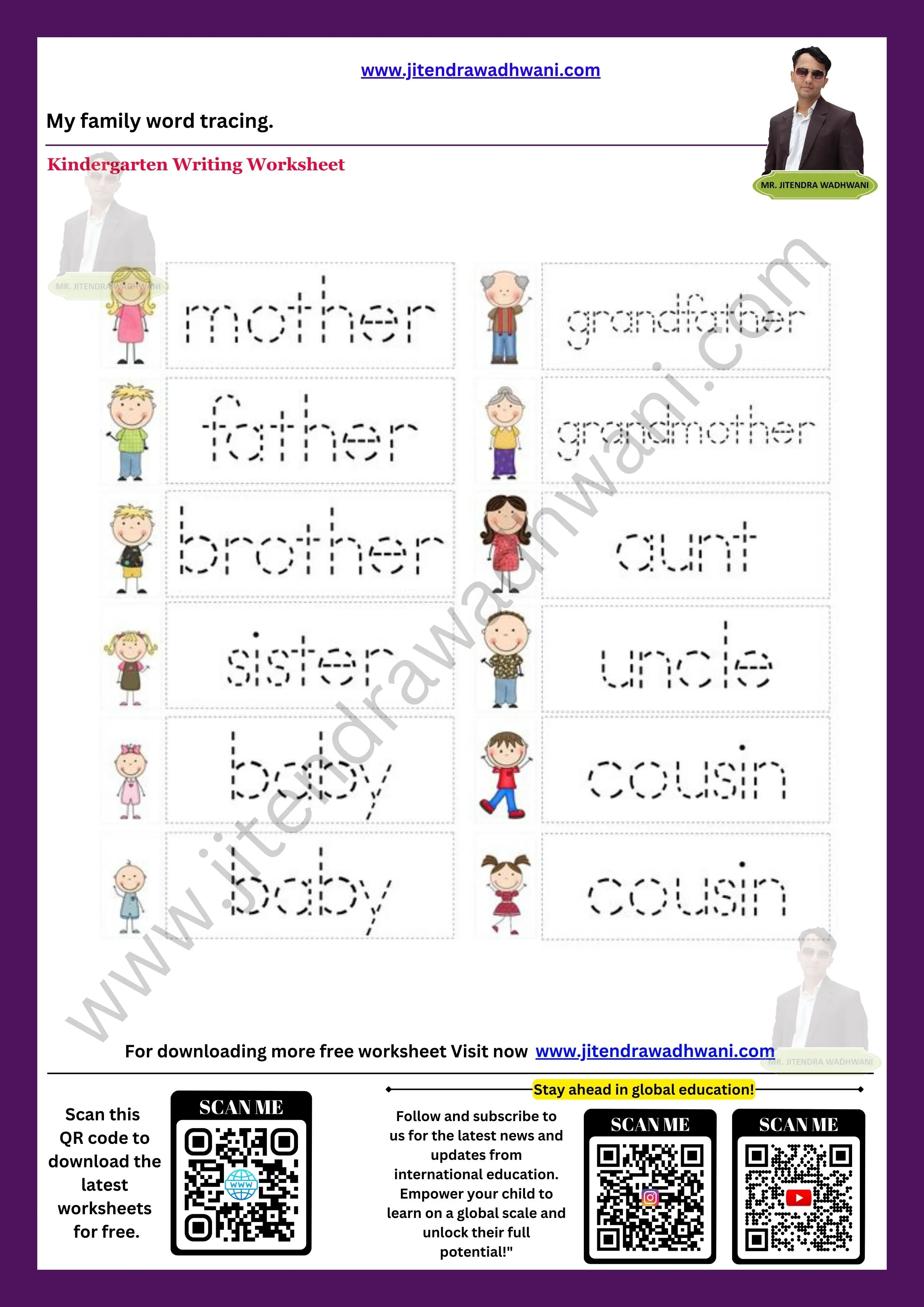 English Word Tracing Worksheet 5