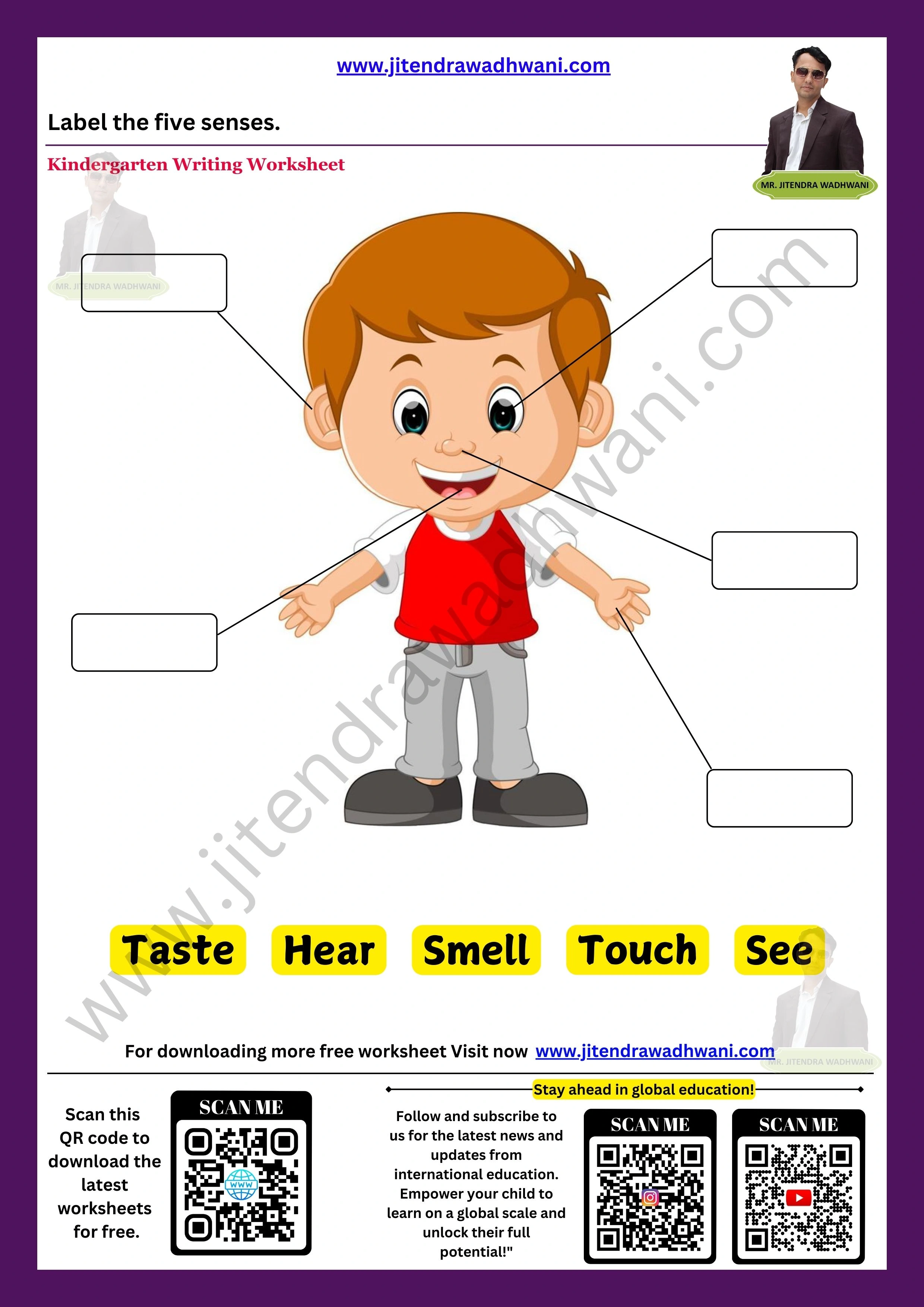 5 senses worksheets 3