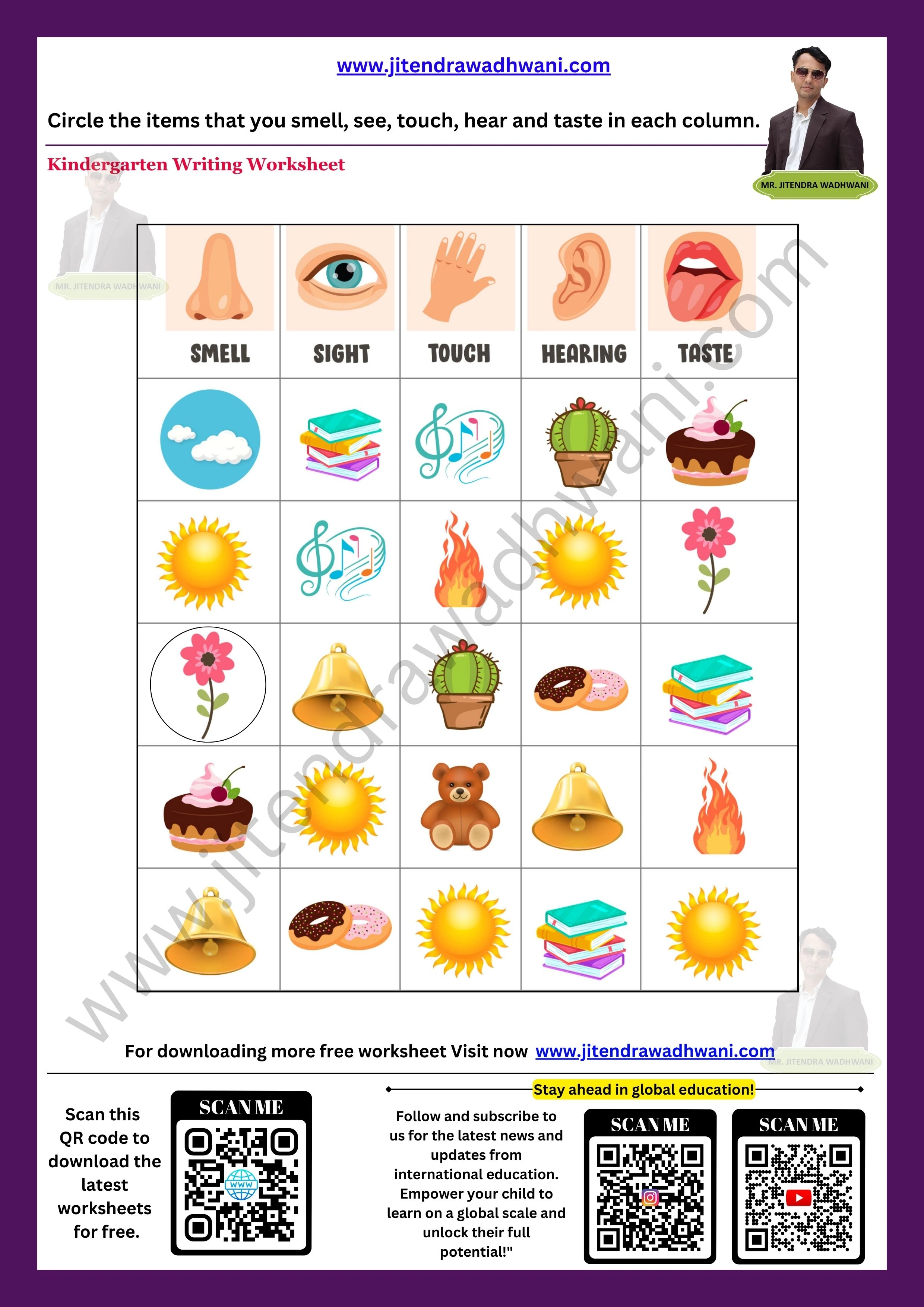 5 senses worksheets 4