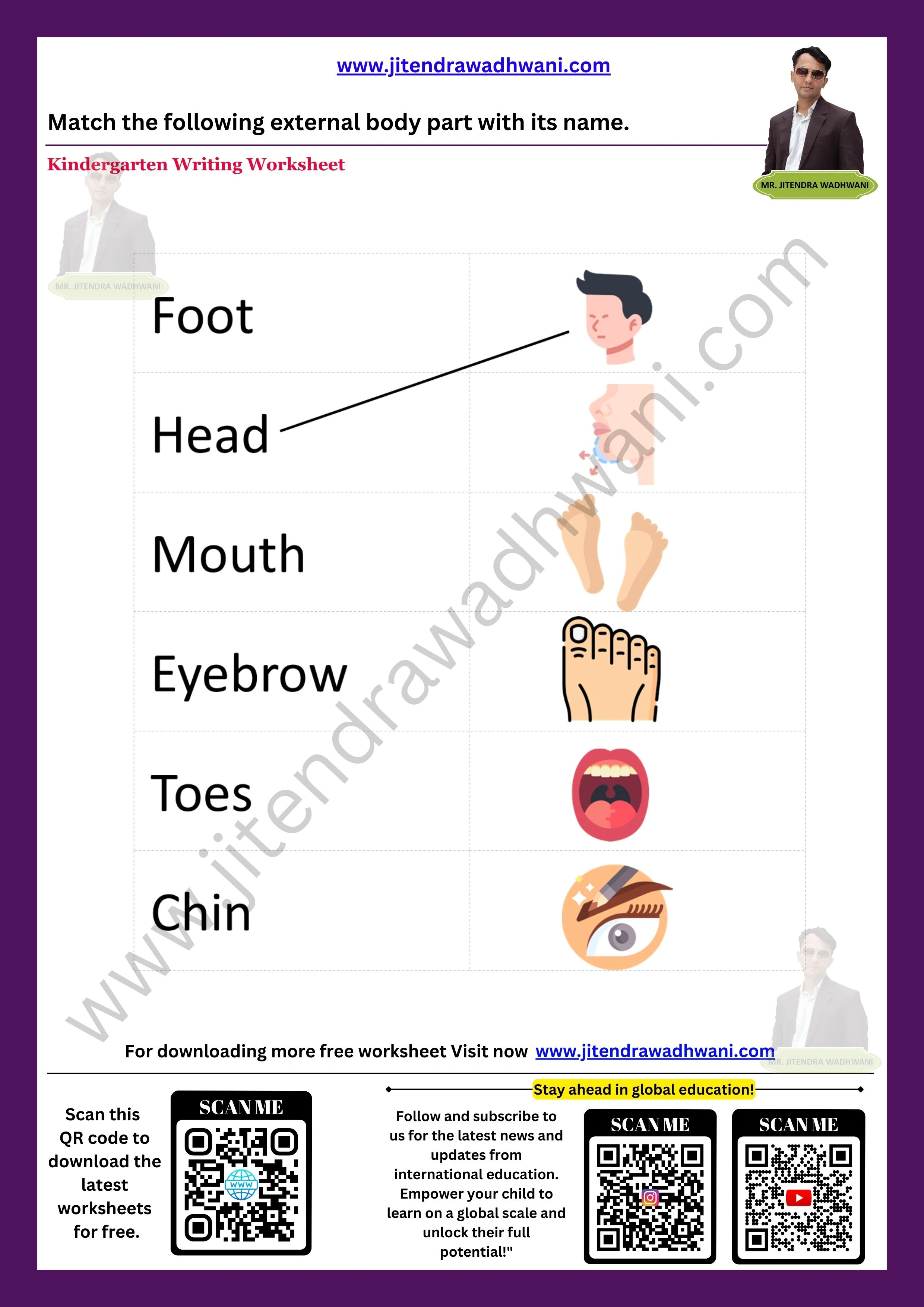 Human Body Parts Worksheet 2