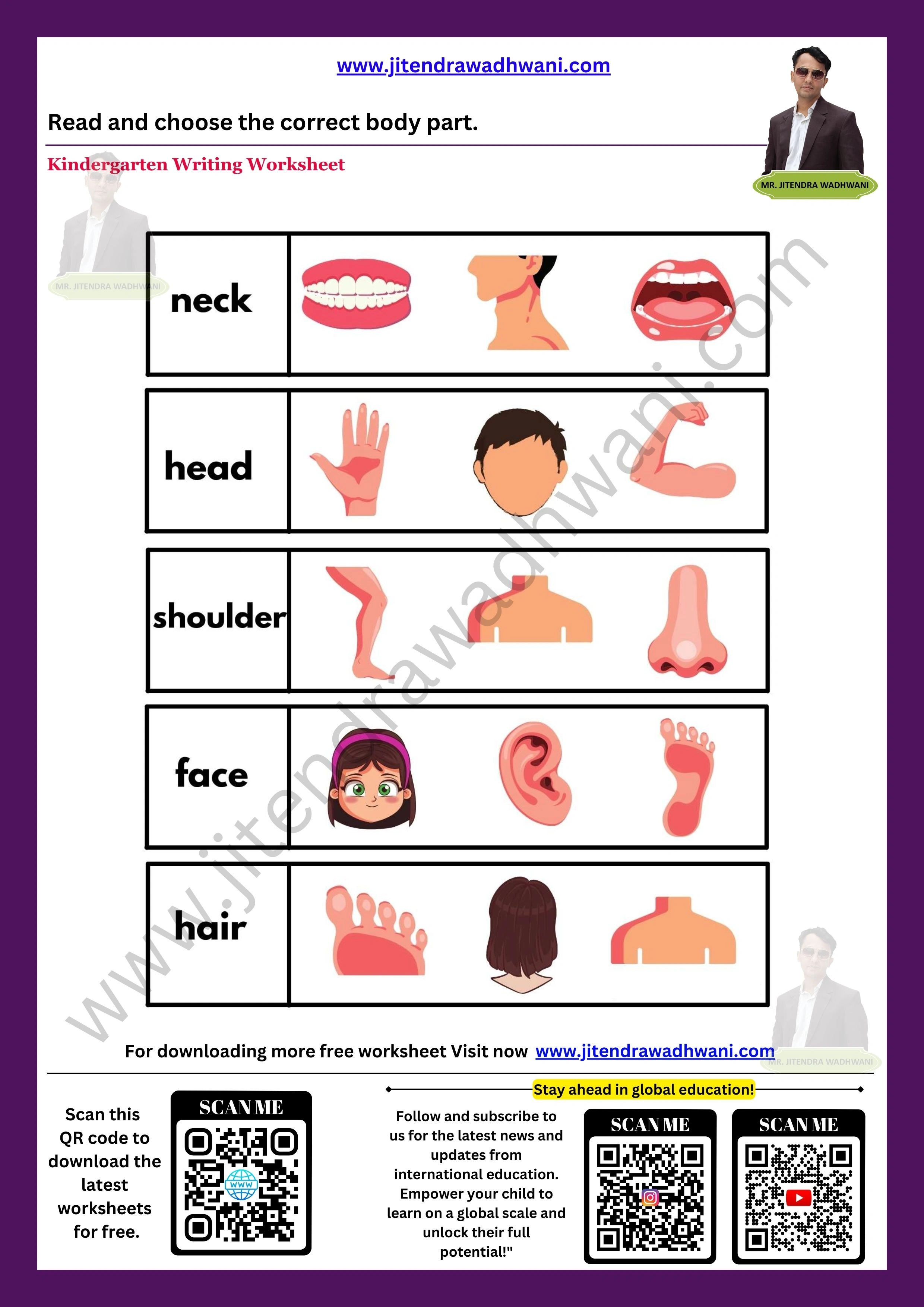 Human Body Parts Worksheet 3